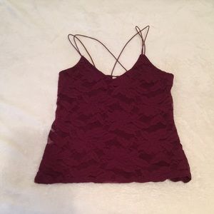 Express Burgundy Lace Tank Top M